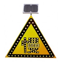 太阳能慢字警示牌 三角形交通警示牌 led发光标志厂家